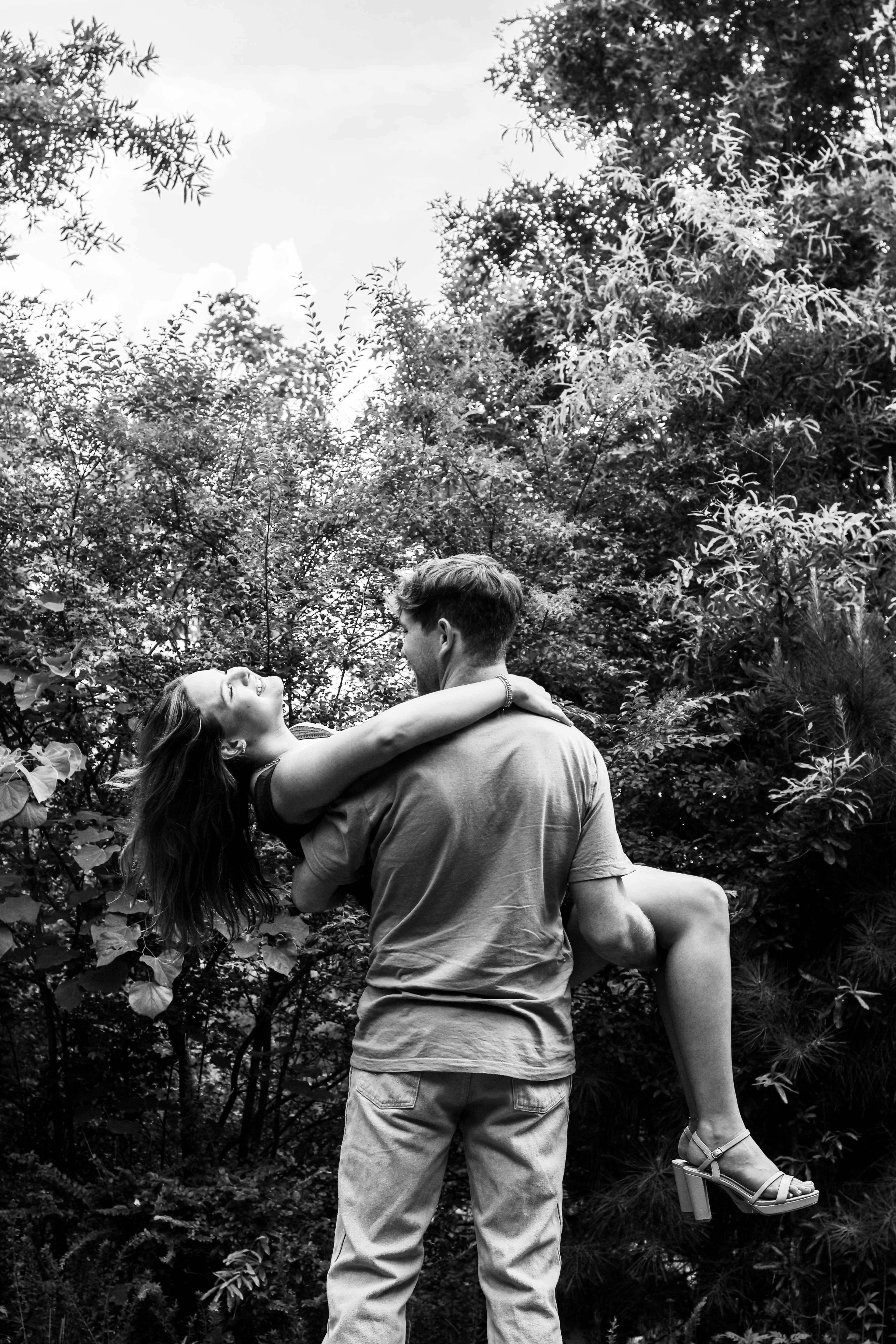 Black and white couple portrait outdoors